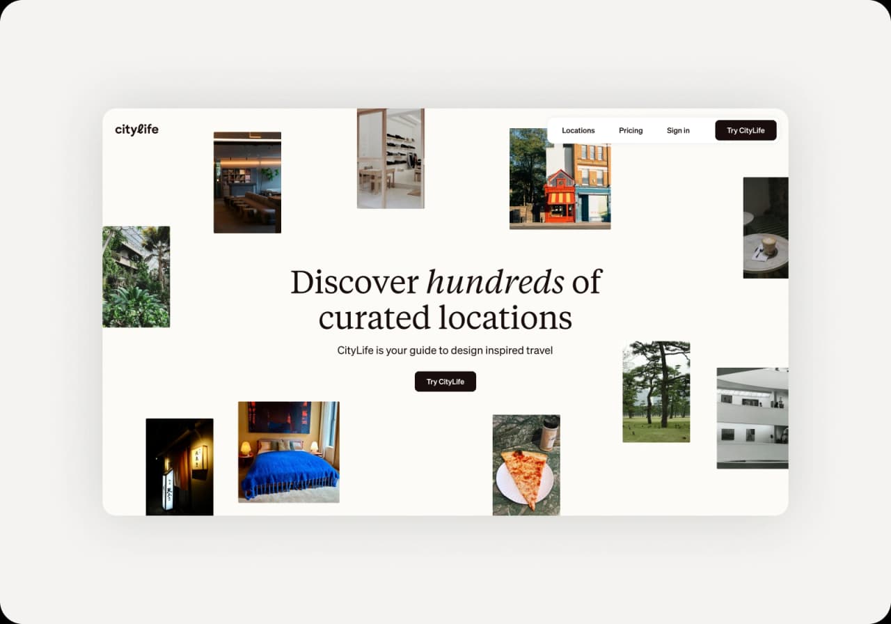 The CityLife landing page